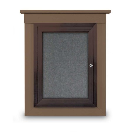 United Visual Products 72"x36" 3-Door Enclosed Letterboard, Blue Vinyl/Walnut UV2627O-WALNUT-BARBLU